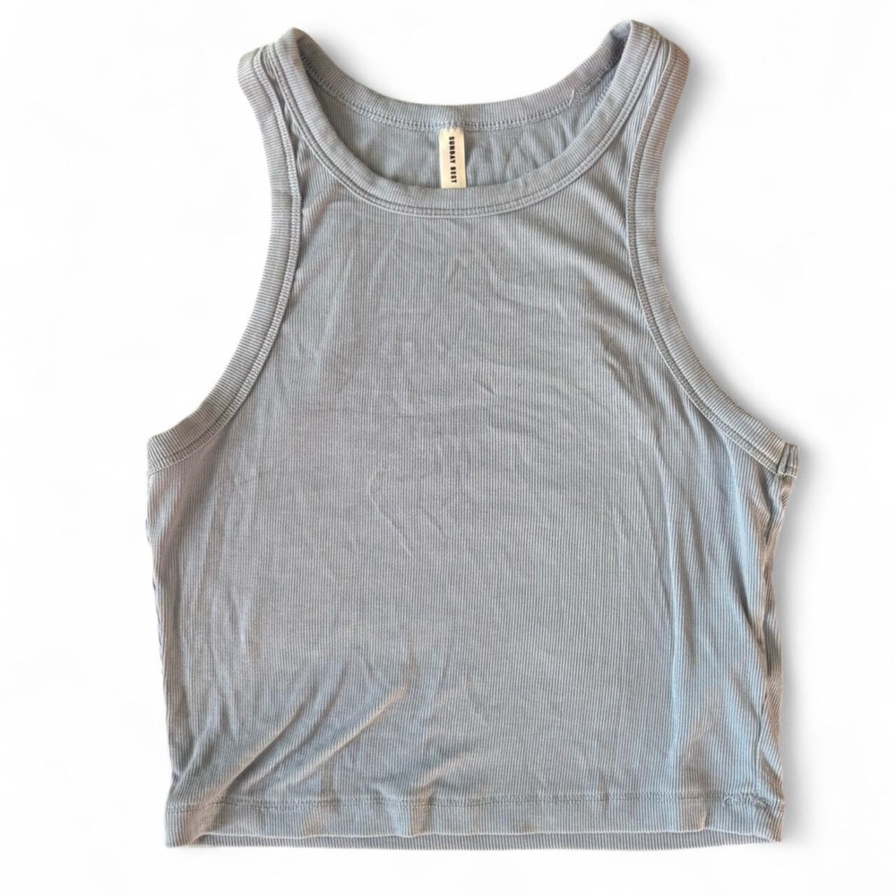 Sunday Best Light Blue Ribbed Tank Top